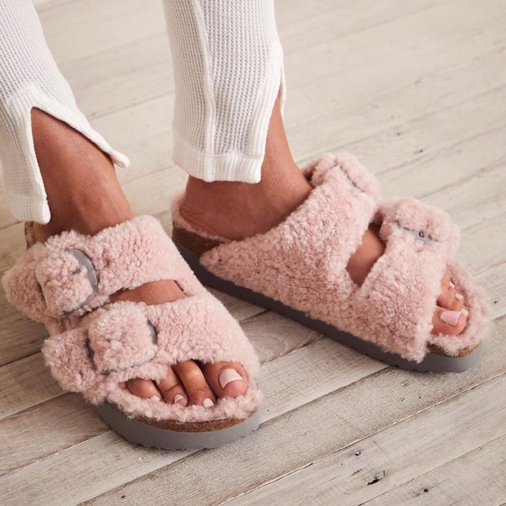 Birkenstock pink papillio teddy platform